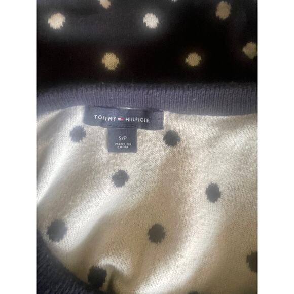 Tommy Hilfiger Size Small Petite Sweater Navy w/ White Polkadots - Picture 2 of 3